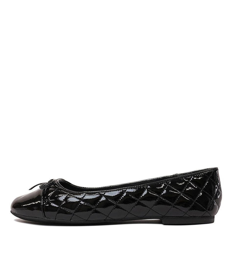 Belie Black Patent/ Black Leather Ballet Flats - Shouz