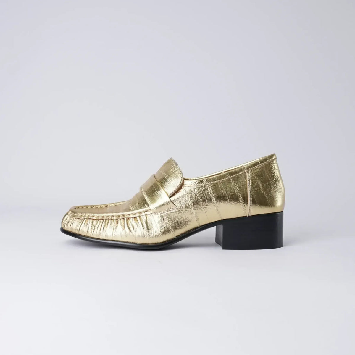 Jones Gold Strip Leather Loafers, MOLLINI - Shouz