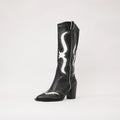 Lurva Black/white Leather Knee High Boots