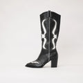 Lurva Black/white Leather Knee High Boots