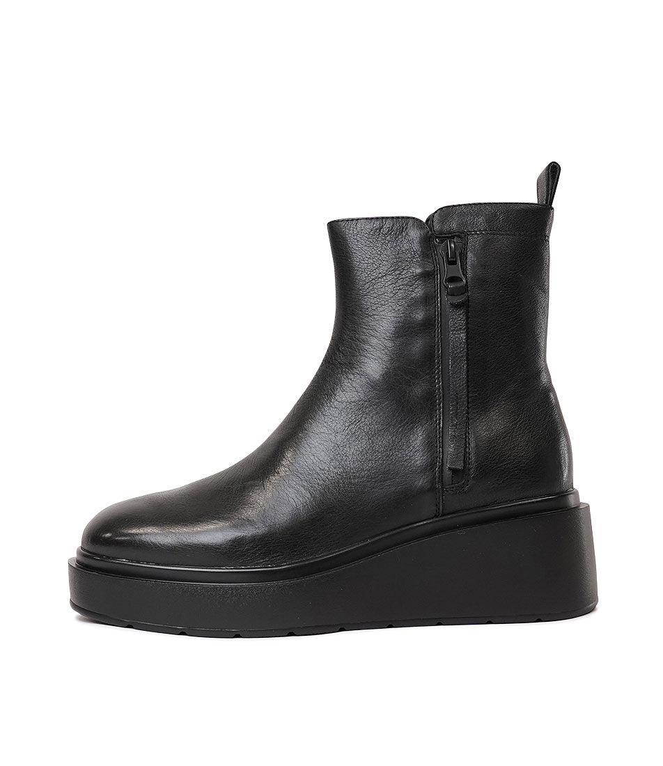 Sedrin Black Leather Ankle Boots - Shouz
