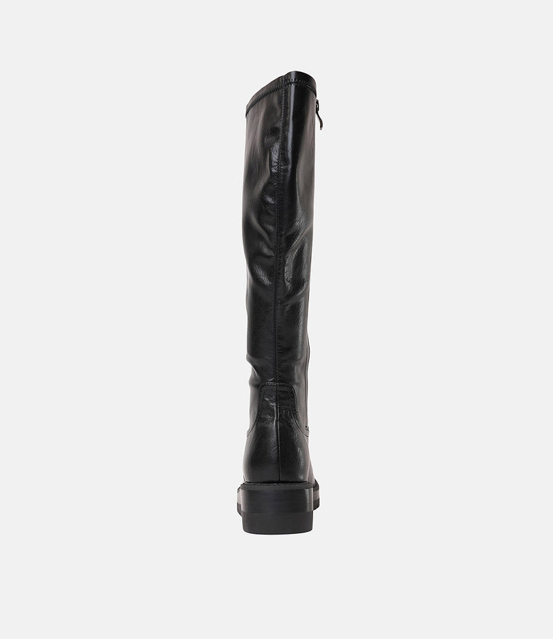 Talker Black Stretch Smooth Leather Knee High Boots by Mollini – Shouz