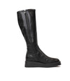 Talker Black Stretch Smooth Leather Knee High Boots - Shouz
