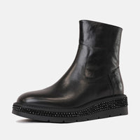 Tremma Black Leather/ Jewel Ankle Boots, MOLLINI - Shouz