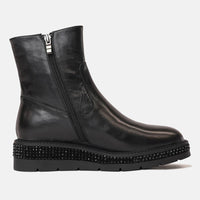 Tremma Black Leather/ Jewel Ankle Boots, MOLLINI - Shouz