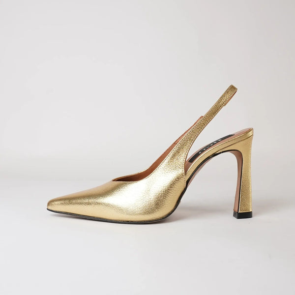Ag-23543 Gold Leather Heels