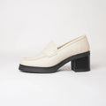 Maira Ivory Leather Heeled Loafers
