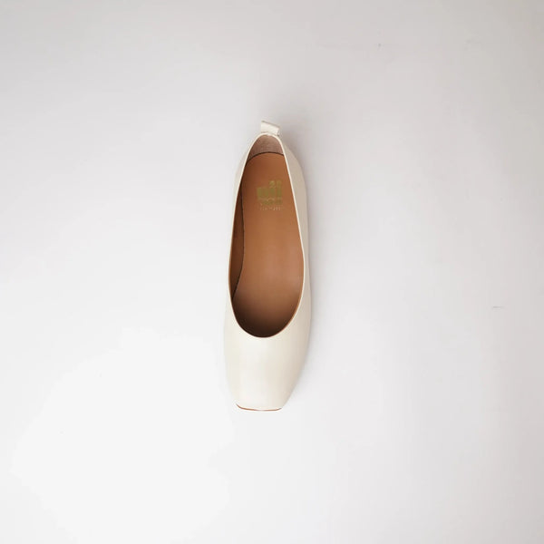 Mirri Ivory Leather Ballet Flats