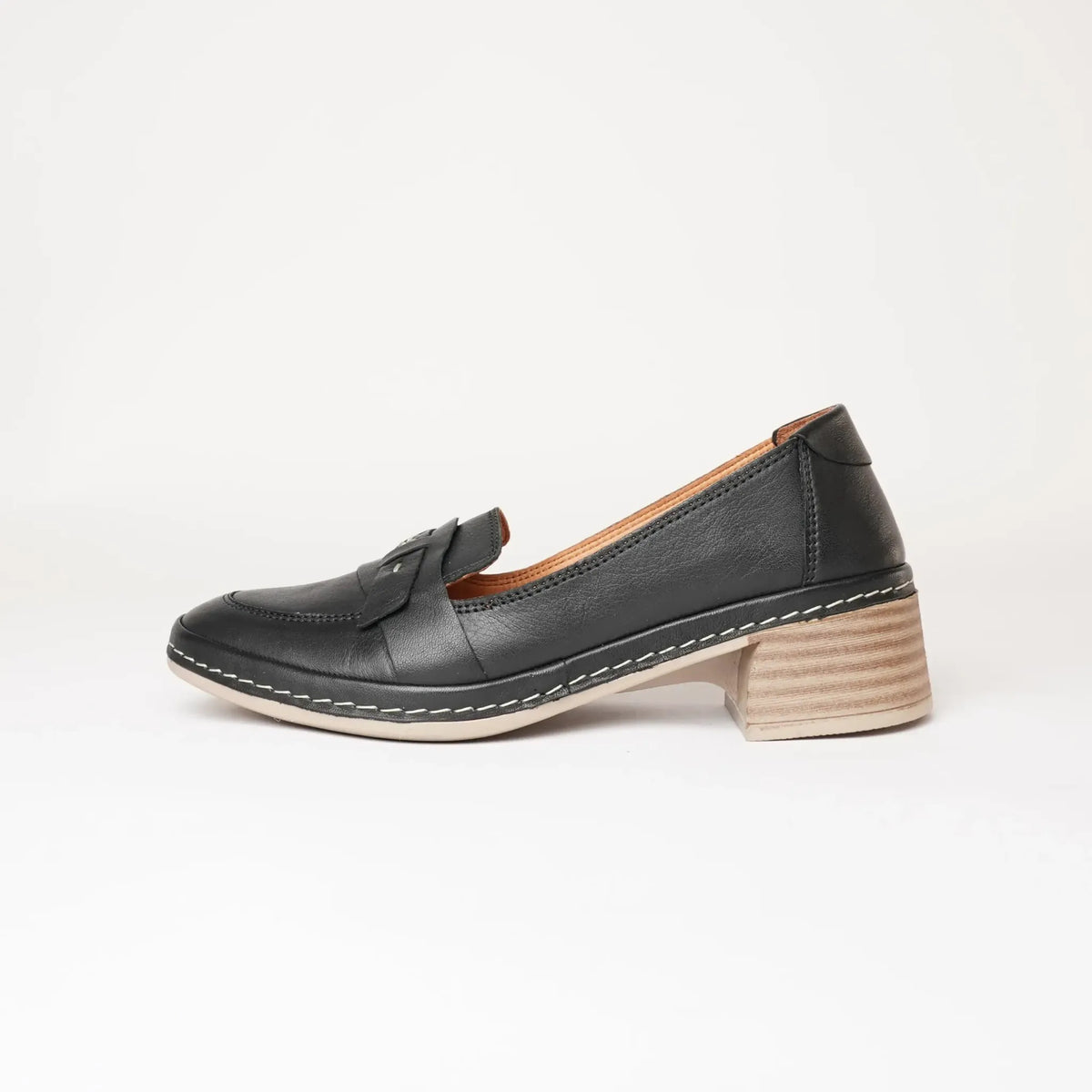 Bee Black Leather Loafers