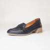 Bee Navy Leather Loafers