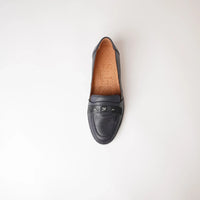 Bee Navy Leather Loafers