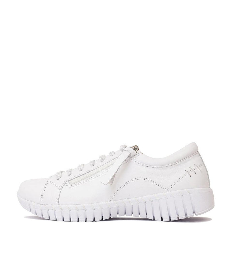 Bibi White Leather Sneakers - Shouz