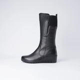 Foam Black Leather Knee High Boots, SALA - Shouz
