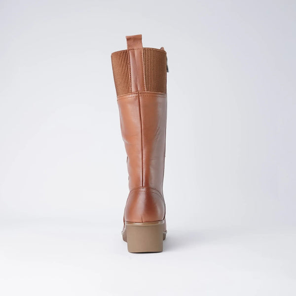 Foam Coconut Leather Knee High Boots