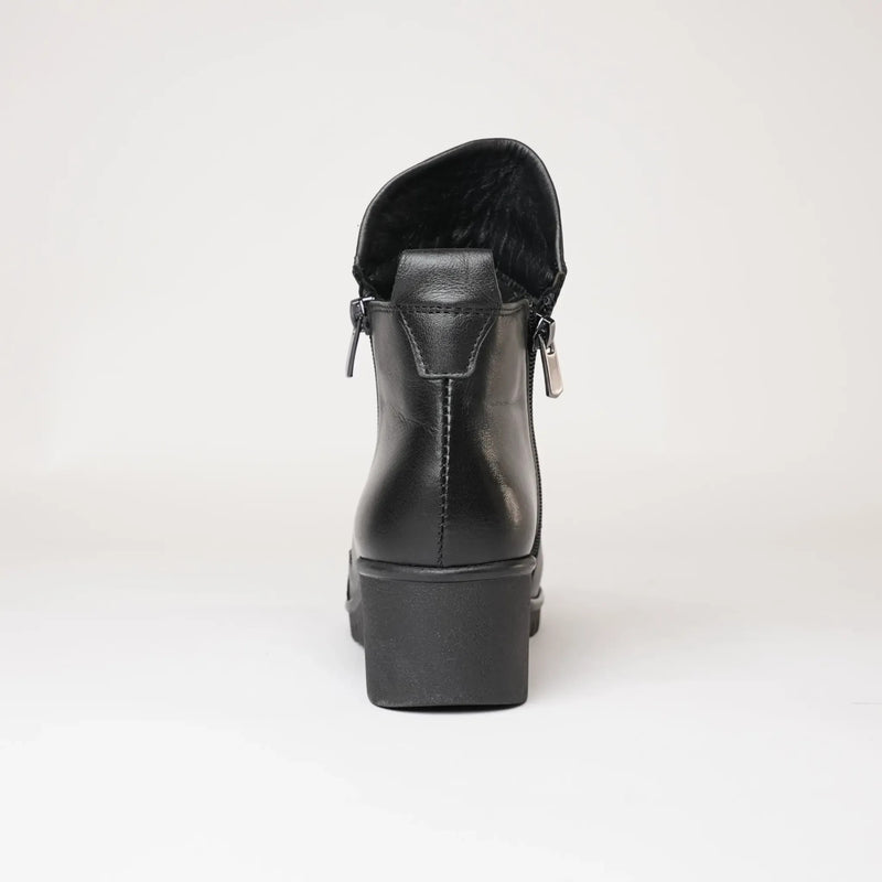 Forest Black Leather Ankle Boots