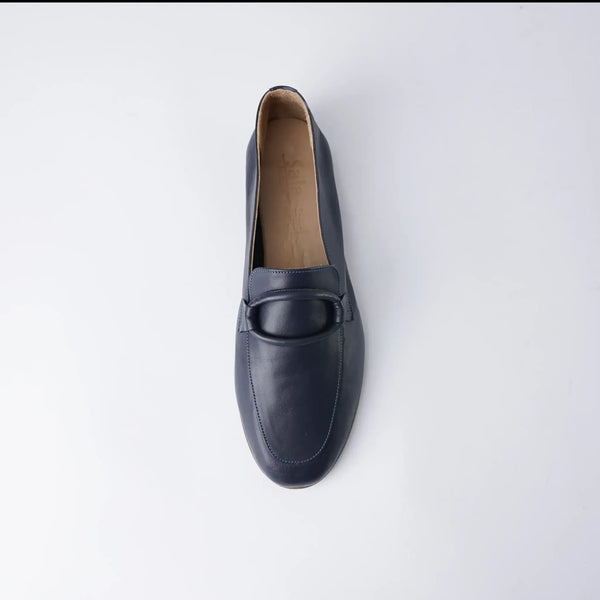 Joanne Navy Leather Loafers
