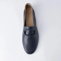 Joanne Navy Leather Loafers, SALA - Shouz