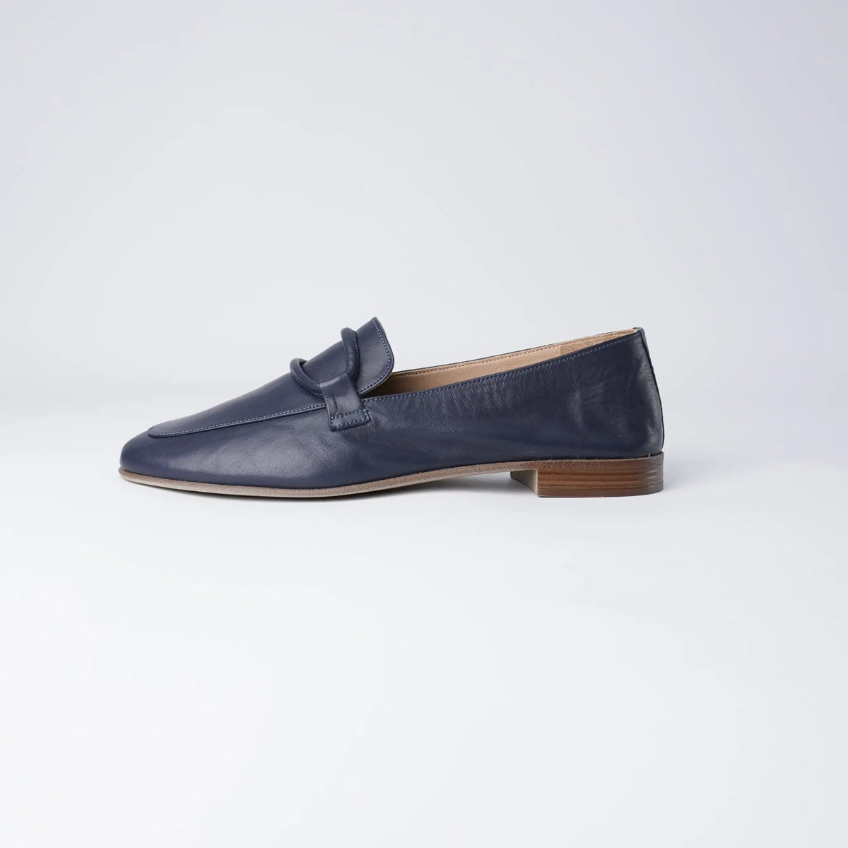 Joanne Navy Leather Loafers