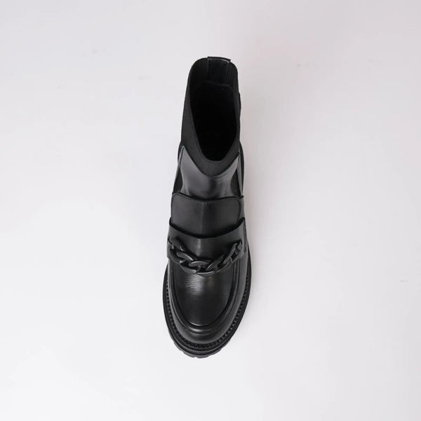 Peanut Black Leather Ankle Boots, SALA - Shouz