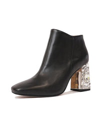 Porpoise Black Leather Ankle Boots - Shouz