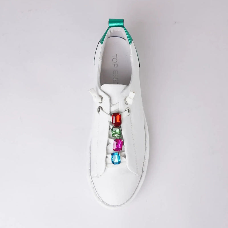 Erzzi White/ Bright Multi Leather Sneakers, TOP END - Shouz