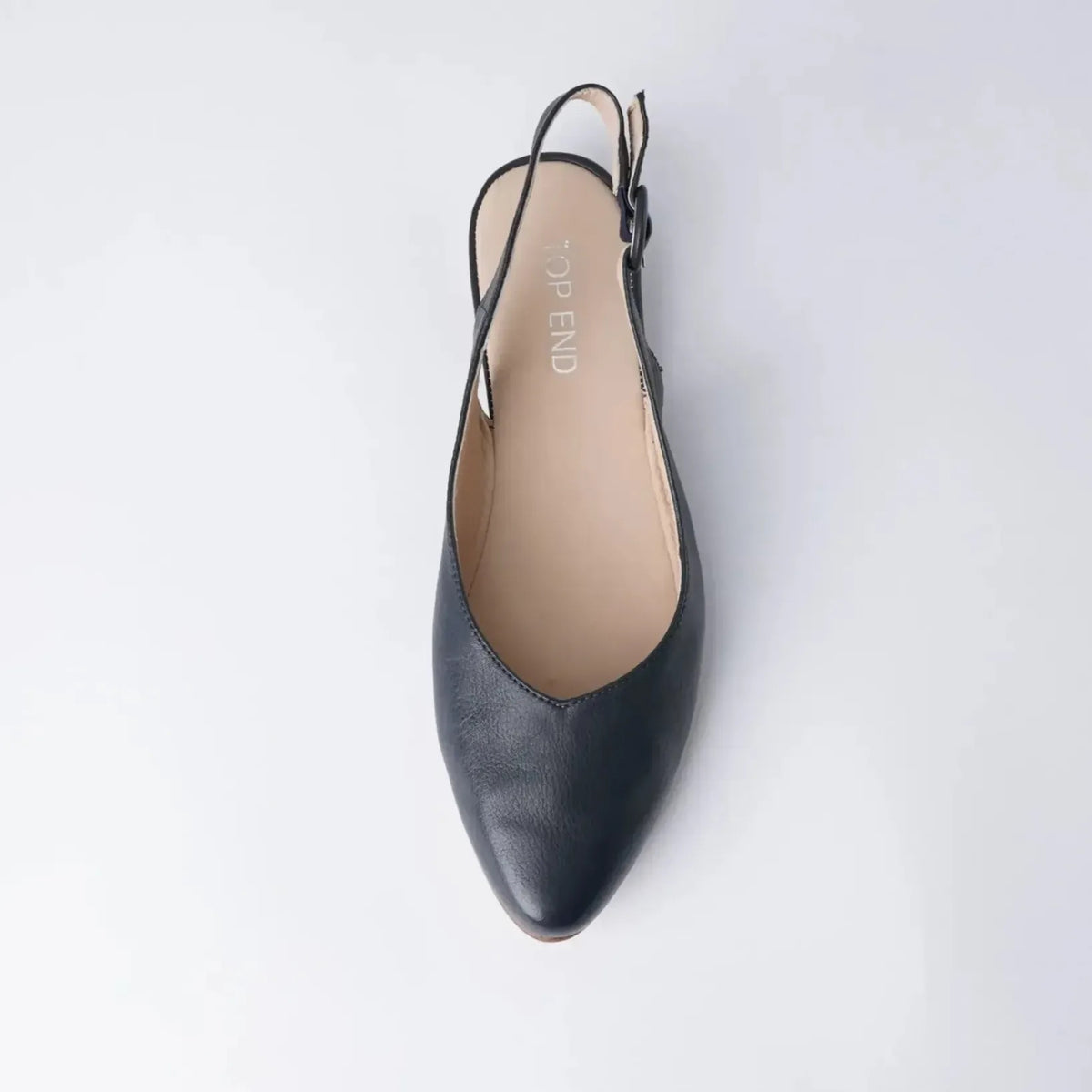 Fairy Navy Leather Slingback Flats - TOP END | Shouz