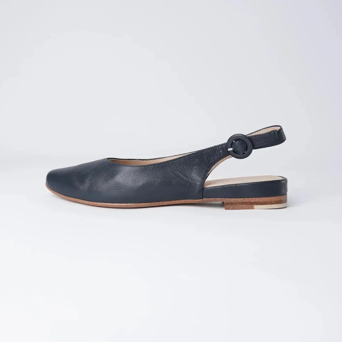 Fairy Navy Leather Slingback Flats, TOP END - Shouz