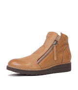 Ohmy Dark Tan/Choc Sole Leather Ankle Boots - Shouz
