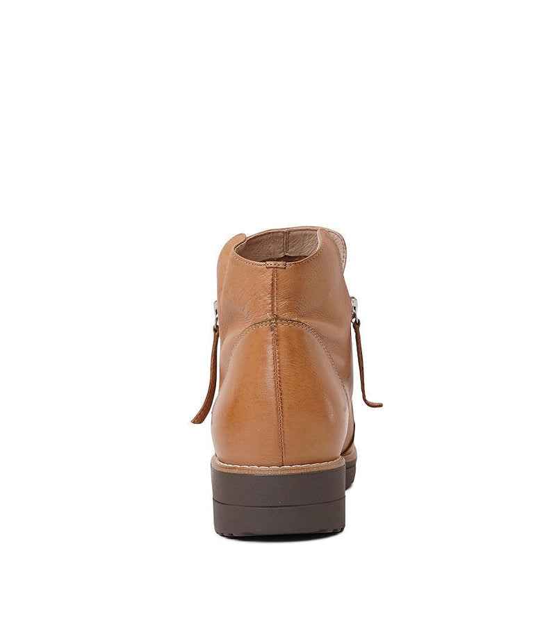 Ohmy Dark Tan/Choc Sole Leather Ankle Boots - Shouz