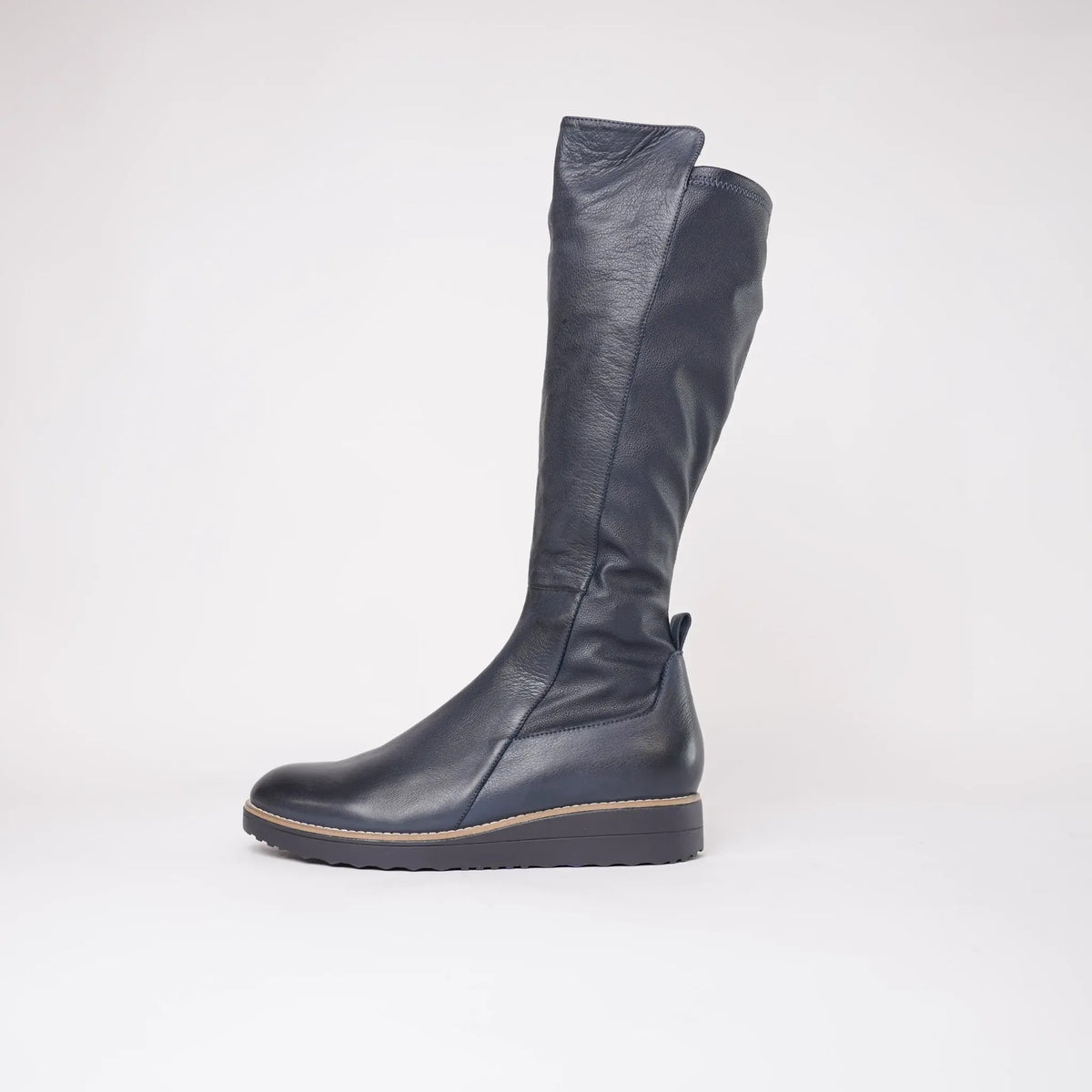 Oletta Navy Leather Knee High Boots