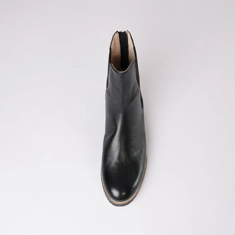 Oremi Black Leather Ankle Boots - Shouz