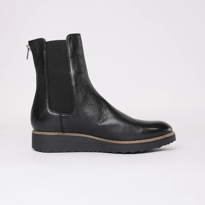 Oremi Black Leather Ankle Boots - Shouz